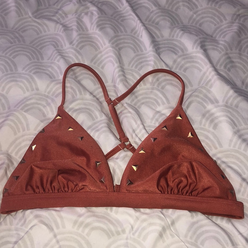 metallic orange bathing suit top